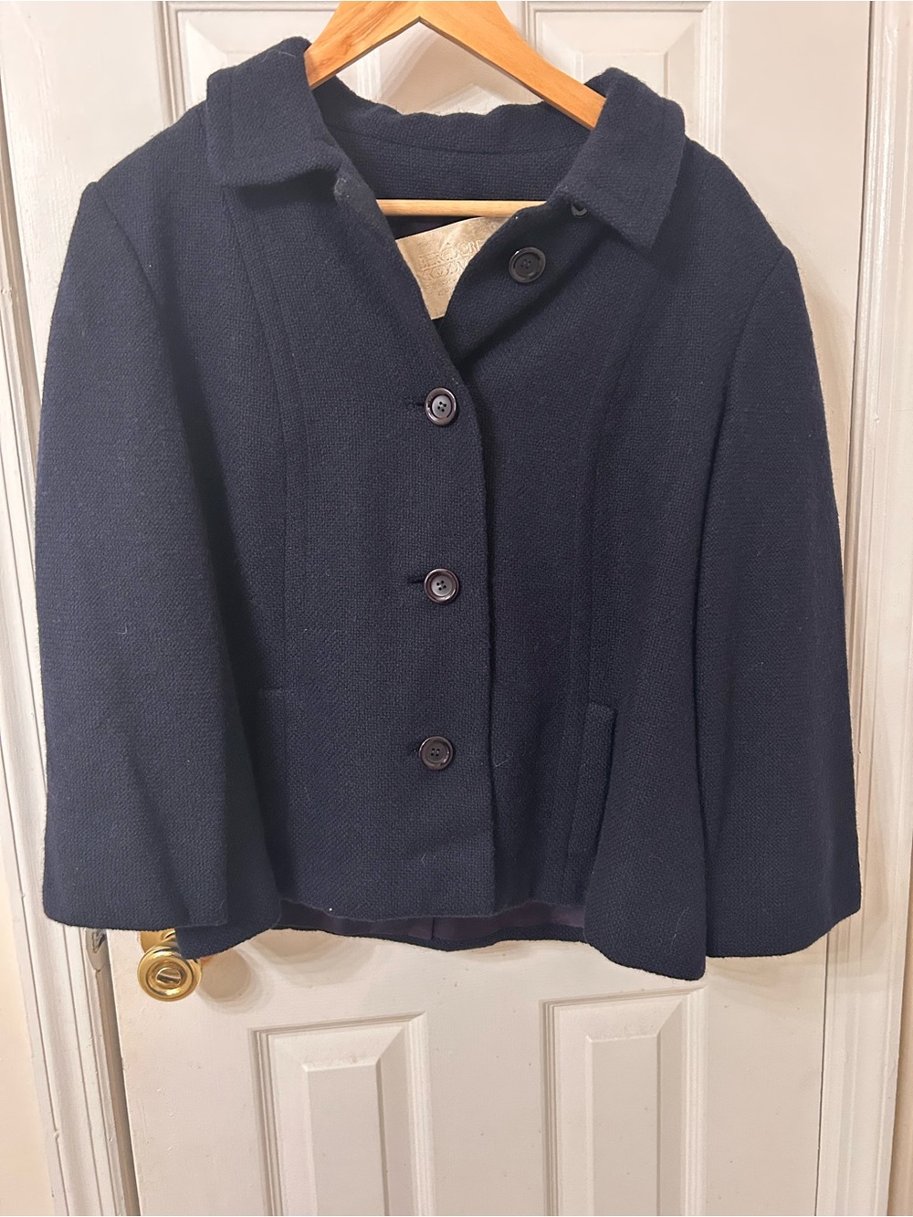 Bergdorf Goodman Med/Large Vintage 1960’s Women's Navy Wool Coat- Union